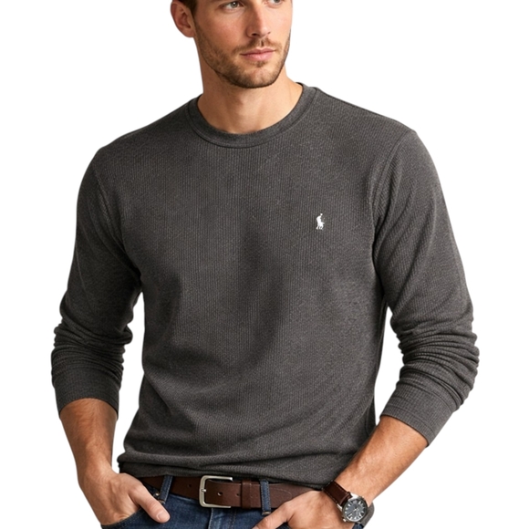 Polo Ralph Lauren Other - Polo Ralph Lauren Charcoal Thermal Waffle Knit Pony Logo Sweater Size L